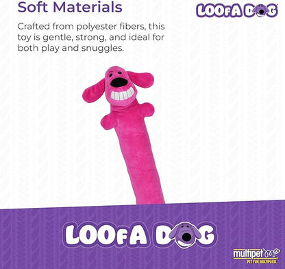 Multipet Original Loofa Dog Plush Toy - Squeaky Toy for All Dogs - Extra Soft Plush - Stuffed Animal Dog Toys for Playing (1 Count, 24”, Random Color Surprise)