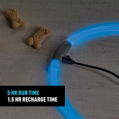 Nite Ize NiteHowl Rechargeable LED Safety Necklace - Dog Light for Dog-Walking Gear - Weather-Resistant Design - 5 Hours Runtime - Cut to Fit from 12” to 27” - Blue