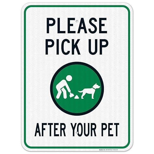 Clean Up After Your Dog Sign, Please Pick Up After Your Pet Sign, 18x24 Inches, 3M EGP Reflective .080 Aluminum, Fade Resistant, Easy Mounting, Indoor/Outdoor Use, Made in USA