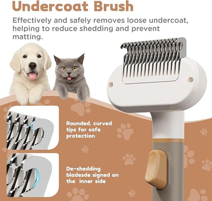 Dog Brush for Shedding, 3-in-1 Cat Hair Brush for Indoor Cats, Self Cleaning Deshedding & Grooming Brush, Furminator for Long & Short Hair Pets