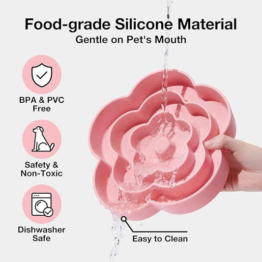 VETRESKA Slow Feeder Dog Bowls, Silicone Dog Puzzle Bowl for Healthy Eating, Puppy Slow Feeder Bowl Anti-Choking, Flower Bowls Ideal for Large Breed/Medium/Small Dogs & Cat