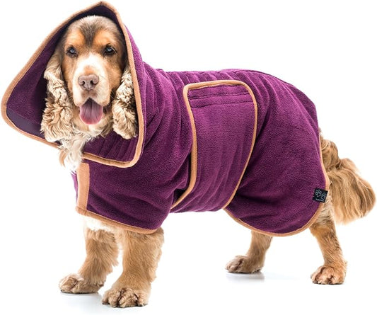 Lucky Pooch® Dog Robe - Luxurious Dog Bathrobe - Ultra Absorbent Dries Your Dogs in Minutes! Double-Layer, Super Soft Towel and Bath Robe All in One (S, Plum)