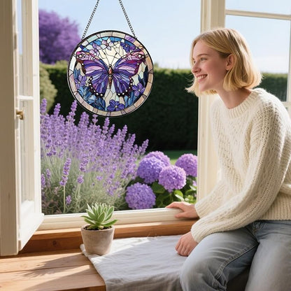 Butterfly Stained Glass Window Hanging Gifts, 7.8″ Sun Catchers for Indoor Window Decor, Decorative Sun Catchers Home Wall Art Gift for Thanksgiving Christmas Wedding Housewarming