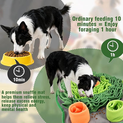 Snuffle Mat for Dogs, 18'' Dog Paw Shape Interactive Dog Puzzle Toy Build-in Squeaker Sniff Mat for Slow Eating Encourages Natural Foraging Skills for All Breeds Indoor & Outdoor Use (Green)