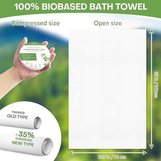 Disposable Bath Towels Compressed Towel, 55''X27.5'' Large Thicken Travel Towel Disposable Camping Shower Body Towels for Hotel Beach Swimming Pet Towels (24 Pack Green)
