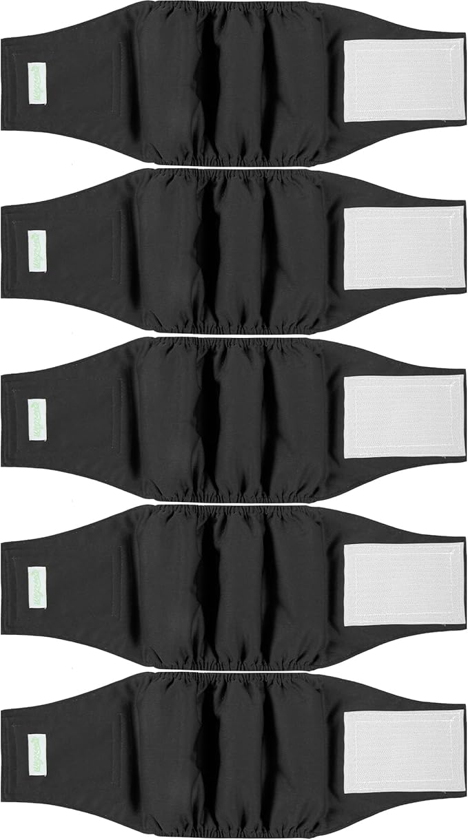 wegreeco Small Dog Diapers Male,Reusable Belly Bands for Male Dogs,Washable Doggie Puppy Male Diapers Wraps,Medium Large Size (5 Pack Small, Black)
