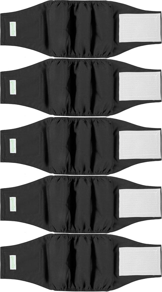 wegreeco Small Dog Diapers Male,Reusable Belly Bands for Male Dogs,Washable Doggie Puppy Male Diapers Wraps,Medium Large Size (5 Pack Large, Black)