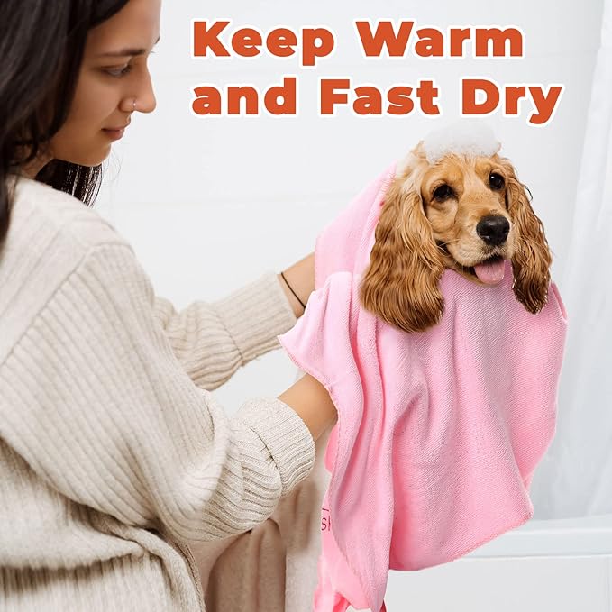 Irenare 12 Pcs Dog Towels Microfiber Pack Bulk, 20 x 40 inch Quick Drying Absorbent Pet Puppy Towels for Drying Small Puppy Dog Cat Pet Kitten Grooming Bathing Shower Travel Supplies(Multicolor)