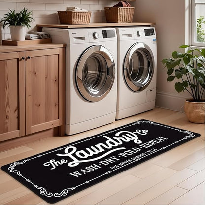 Pauwer Laundry Room Rug Runner 24"x60" Waterproof Rubber Laundry Mat Non Slip Kitchen Mats for Floor Washable Floor Mat Runner Rug for Farmhouse Mudroom Washroom Bathroom Decor
