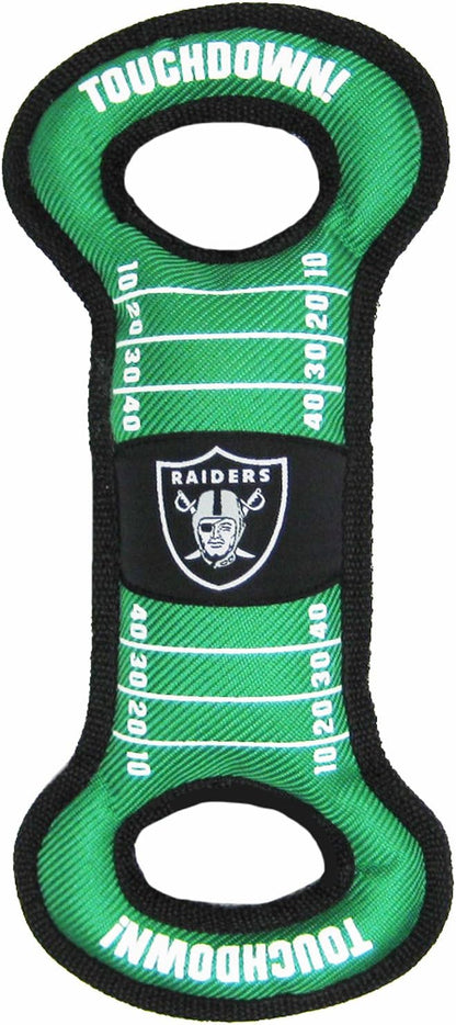 NFL Football Field DOG TOY with Squeaker. - LOS VEGAS RAIDERS - For Tug, Toss, and Fetch. - Tough & Durable PET TOY