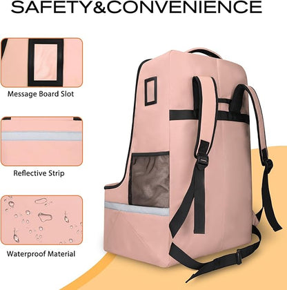 LARIPOP Car Seat Travel Bag for Airplane Gate Check Approved, Padded Backpack with Adjustable Straps, Reflective Strips & Protective Feet for Infant Convertible Booster Seats, Flesh