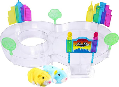 ZhuZhu City Downtown Starter Playset – Interactive Electronic Hamster Toy with Pipsqueak & Sophie – 40+ Sounds & Actions – Expandable Track Set Gift for Kids Ages 4+