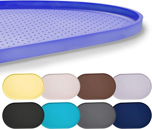 Hubulk 100% Waterproof Silicone Pet Feeding Mat with Raised Edge for Food and Water, Dog Bowl Mats, Cat Bowls Placemat with High Lip Protects Floor for Cats and Dogs (Purple, 16" L x 10" W)