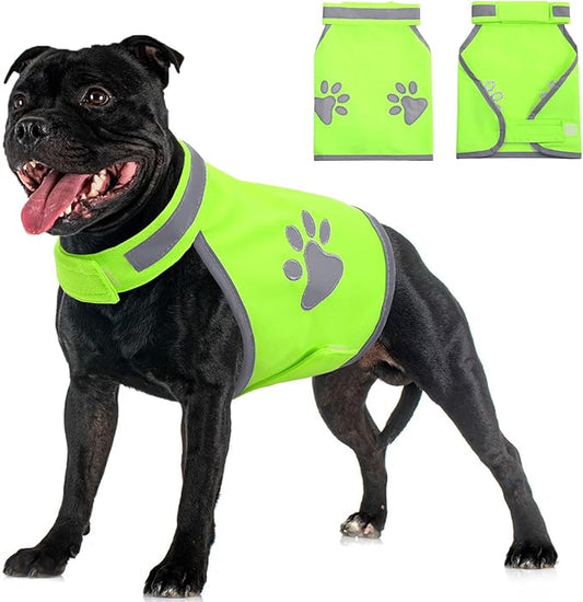 SUNFURA Dog Reflective Safety Vest, High Visibility Adjustable Dog Hunting Harness Vest for Outdoor Activity & Night Walking, Breathable Pet Jacket for Small Medium Large Dogs (Green, S)
