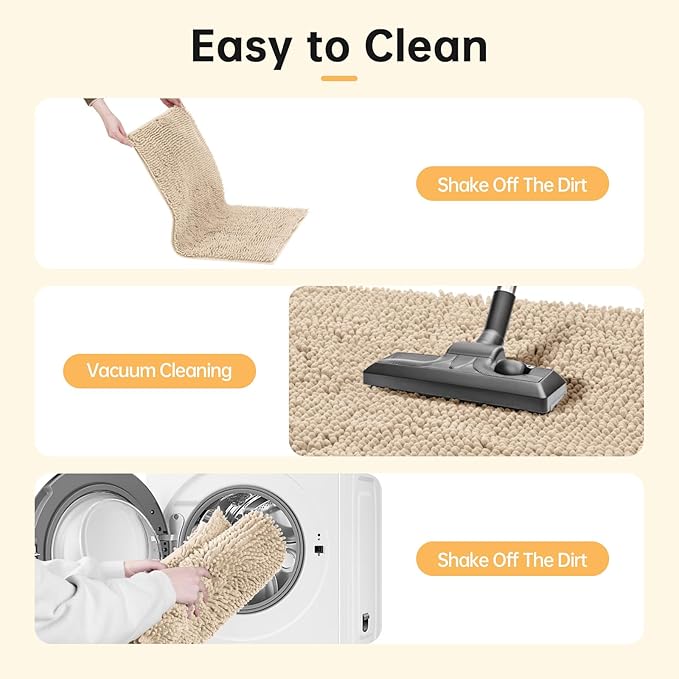 Absorbent Dog Door Mat for Muddy Paws, 48" x 30" Chenille Indoor Mats for Entryway, Trap Dirt Front Door Mat Indoor Entrance Washable Non Slip Soft Beige