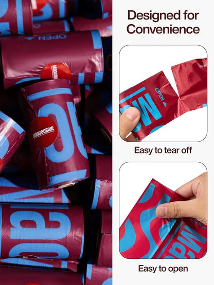 Dog Poop Bags Rolls - 300 Counts Leak Proof & Extra Thick, 20 Rolls Jasmine Scented Pet Poop Bags for Dogs, Doggie Waste Bag for Walking, Travel, Home 9 x 13 Inches (Dark Brown)