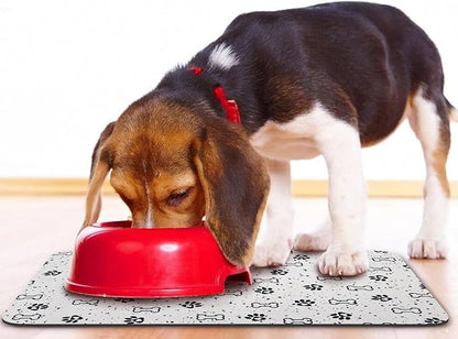 Dog Food Mats,Cat Absorbent Water Bowl Feeding Mats Pet Placemats for Food and Water Spot 12 * 20 inch