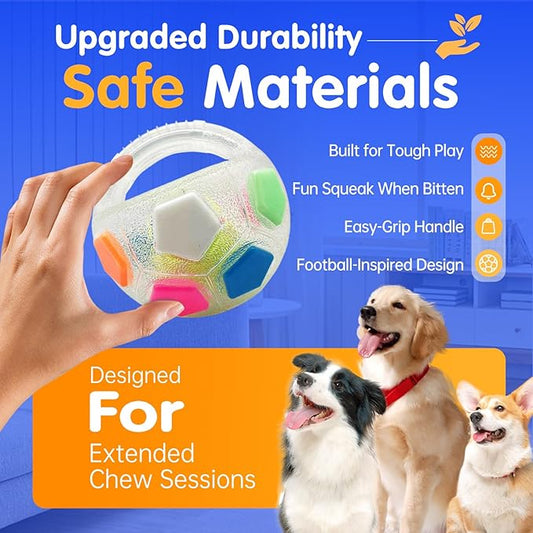 YoFellas Dog Toy Ball with Handle – Durable Squeaky Fetch Ball for Medium & Large Dogs, Floating Interactive Chew Toy for Water Play, Training & Outdoor Games