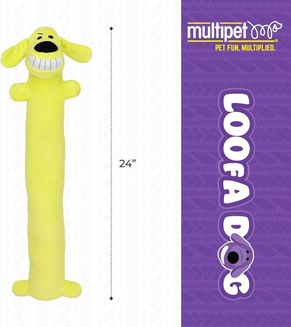 Multipet Original Loofa Dog Plush Toy - Squeaky Toy for All Dogs - Extra Soft Plush - Stuffed Animal Dog Toys for Playing (1 Count, 24”, Random Color Surprise)