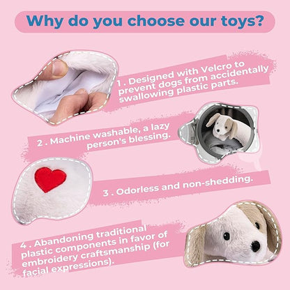 Heartbeat Puppy Toy for Dogs, Heartbeat Stuffed Animal for Anxiety Relief Calming Aid, Heartbeat Stuffed Toy for Behavioral Aid Crate Kennel Training, Puppy Essentials White