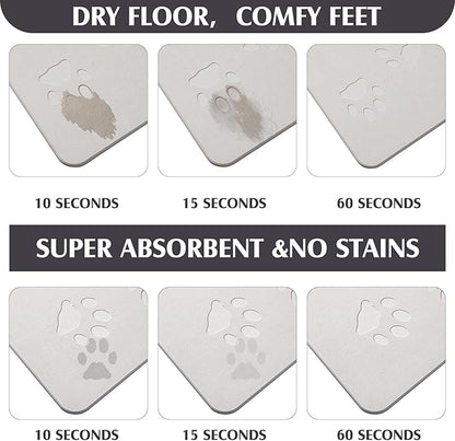 Valentine Dog Gift Stone Mat for Dog Bowl Diatomaceous Earth Absorbent Non Slip Cat Puppy Mat for Food and Water Quick Drying Easy to Clean Placemat for Bowl Dish(Light Gray,16 x 12 Inch)