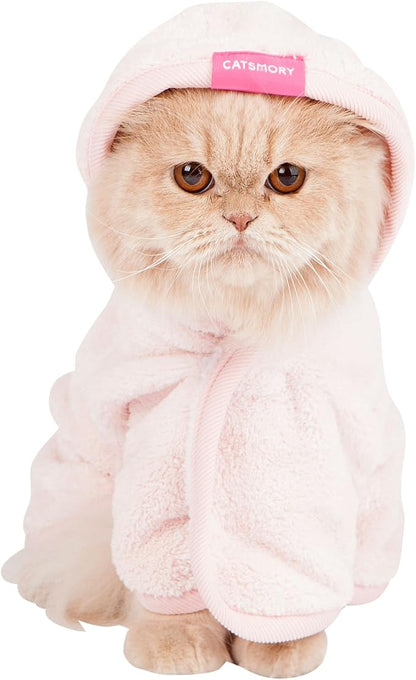 CATSMORY] Microfiber Bath Gown for Small Dog and Cat Bath Robe Towel, Quick Drying, Microfiber Towel (Medium)
