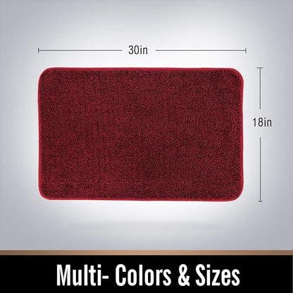 ITSOFT Dirt Trapper Indoor Door Mat & Entrance Rug for Wet Muddy Shoes and Pet Paws, Non-Slip Machine Washable, Shoe Scraper, Absorbent Welcome Dog Mat for Front Door, Entry Way (30x18, Red & Black)