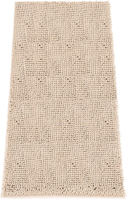 Absorbent Dog Door Mat for Muddy Paws, 60" x 24" Chenille Indoor Mats for Entryway, Trap Dirt Front Door Mat Indoor Entrance Washable Non Slip Soft Beige