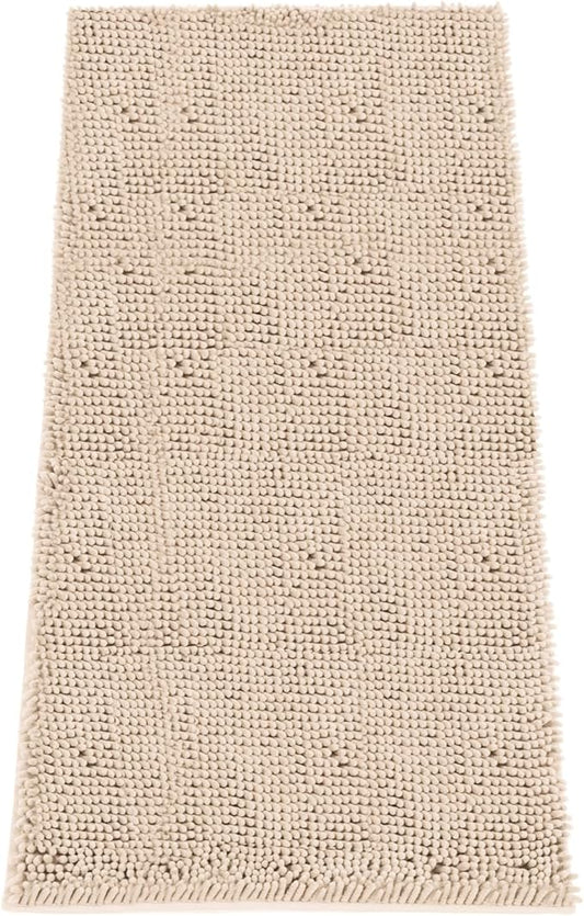 Absorbent Dog Door Mat for Muddy Paws, 60" x 24" Chenille Indoor Mats for Entryway, Trap Dirt Front Door Mat Indoor Entrance Washable Non Slip Soft Beige