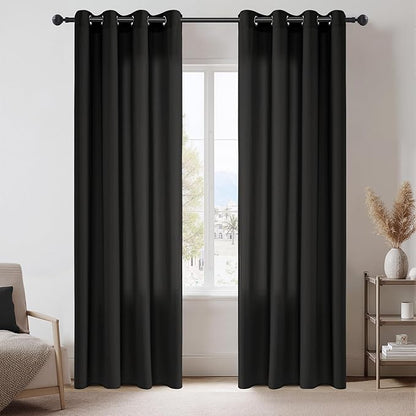 NICETOWN Black Sheer Curtains 84 inches Long 2 Panels for Living Room, 52" Wide Grommet Window Drapes for Nursery- Home Decoration Light Filtering Elegant Window Treatment