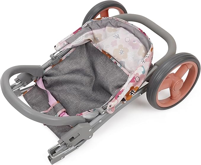 509 Crew: Melange Flora - Mabelle 3-Wheel Doll Jogger Stroller - Accessory for Dolls Up to 24", Large Canopy, Foldable Design, Kids Toy, Ages 3+