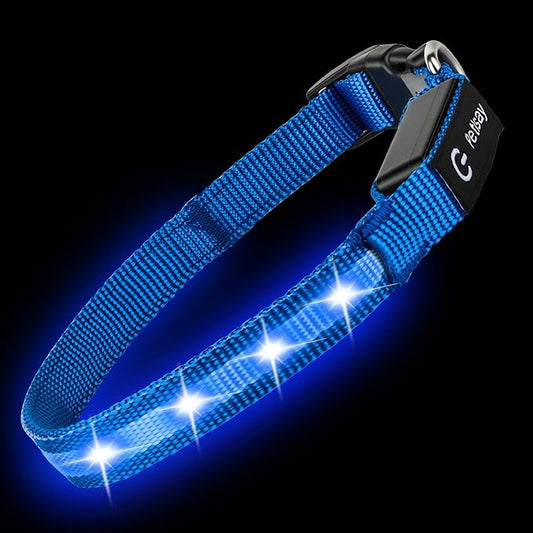 LED Dog Collar for Small Dogs Cats - Fully Waterproof & Adjustable Glow Collar - USB-C Rechargeable for Night Walking, Safety - Flashing Lighted Collar for Dogs(Blue,S)