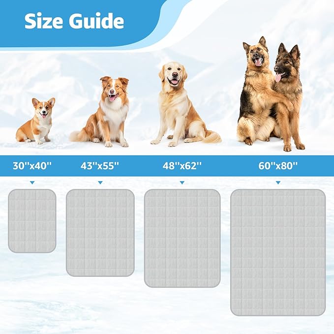 Dog Cooling Blanket, 0.4 Q-MAX Cooling Blanket For Large Dogs Washable, Cool To Touch Dog Blankets For Bed Cover, Soft Lightweight Cooling Dog Blanket Help Your Pet Sleep Well In Summer (48"×62"/Grey)