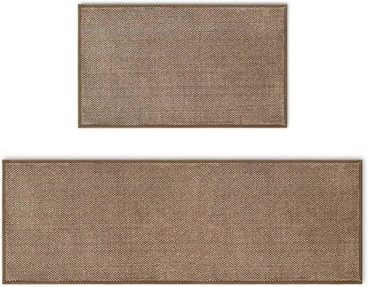 Artoid Mode Washable Kitchen Rugs and Mats Set of 2, Non Skid Rubber Absorbent Kitchen Floor Mats Front of Sink - 17x29 and 17x47 Inch