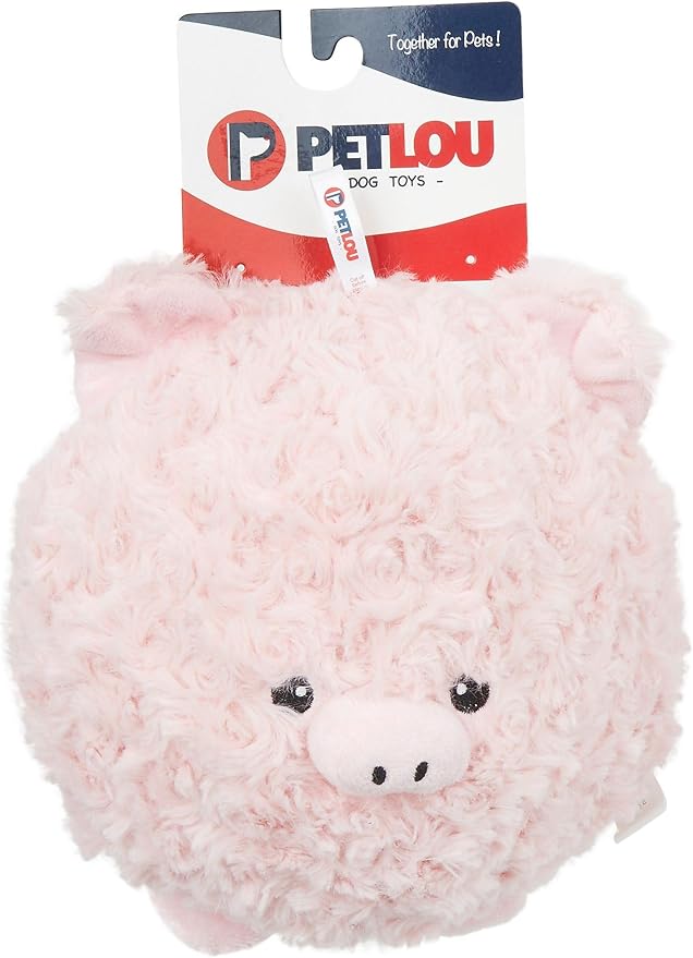 Pet Lou Pig Ball, Pink, 8-inches Height, Squeak Toy, Plush, Pet Toys and Supplies
