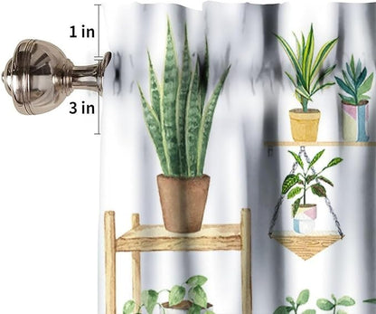 Bohemian Flower Window Valance Curtains, Colorful Succulent Plants Watercolor Boho Floral Green House Plant Potted Flower Valance Curtain for Farmhouse Bedroom Living Room Kitchen 54x18inch