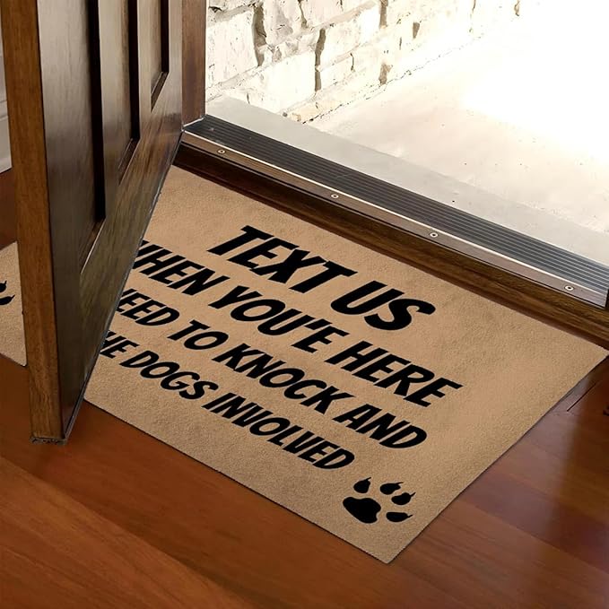 Funny Welcome Doormat (23.7 in X 15.6 in) Anti-Slip Rubber Back Entrance Way Indoor Front Porch Decor Rugs House Warming Gift (Text Before Arrived No Knock)