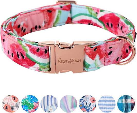 Unique style paws Dog Collar Metal Buckle Watermelon Collar Gift Durable Cute Collar for Small Medium Large Boys Girls Dogs