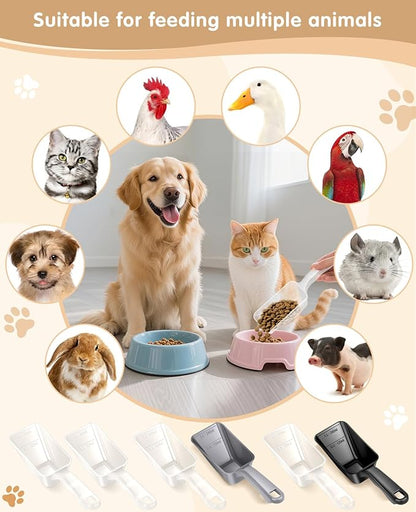 2-Pack Dog Food Scoop 1 Cup, Plastic Pet Food Measuring Scoop With Measuring Lines (1/2 & 1 Cup Markings) for Dogs, Cats, Fish, Bird（Black and Transparent（Black