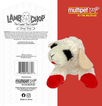 Multipet Lamb Chop Dog Plush Toy - Squeaky Toy for Small & Medium Dogs - Extra Soft Plush - Stuffed Animal for Cuddling & Playing (10", Cream, 5 Squeakers)
