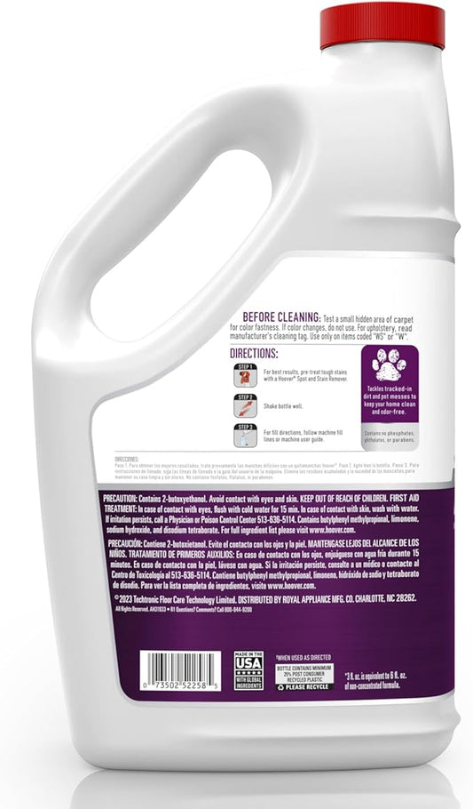 Hoover Pet Carpet Cleaner Solution, 128 oz., Tropical Breeze Scent, Deep Cleaning Shampoo Solution, Eliminates Urine Stains and Odors, Pair Carpet Cleaner Machine