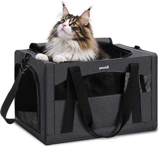 Pecute Cat Carrier Stable XL, Pet Carrier Breathable and Portable, Cat Carriers Bag with Scientific Hidden Partition, Dog Carrier Suitable for Travel and Outing, Gray