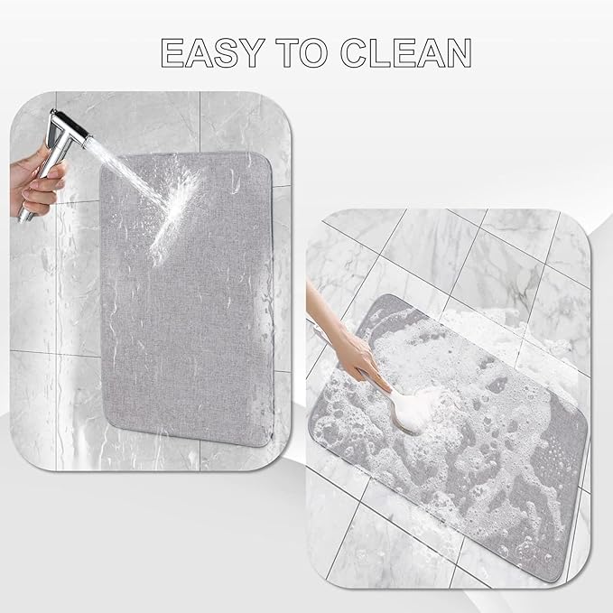 Indoor Door Mat, 1/10 in Ultra Thin Door Mat, Non-Slip Natural Rubber Backing Inside Doormat, Washable, Low-Profile Entrayway Mats, Durable Dirt Trapper for Various Entrance, 35''X24'' Grey