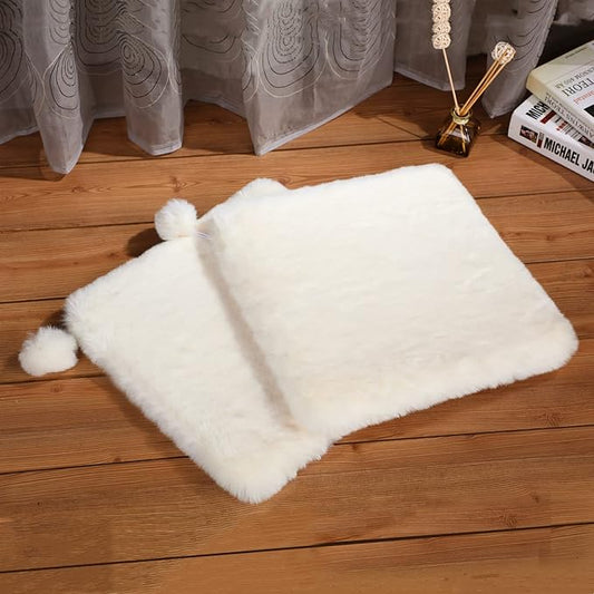 SHENGOCASE 2-Pack 14" x14" Faux Rabbit Fur Cat Dog Bed Cushion Pad Mat, Cat Tree Tower Replacement Cushion Pad for Window Perch Carrier House Cage Crate Kennel Furniture