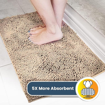 Muddy Mat® | Super Absorbent Door Mat Indoor, Microfiber Quick Dry Chenille Entryway Rug, Non-Slip Front Door Mat, Indoor Mats for Entryway, Machine Washable Pet Rug, Beige 36"x120"
