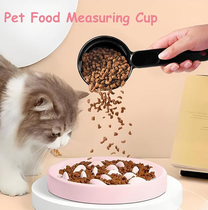 Dog Food Scoop 1 Cup 1/2 Cup - Melamine Dog Food Measuring Cup, Pet Food Scoop for Dog Cat...Comfortable Long Handle for Easy to Scoop Food, Black 1 Cup