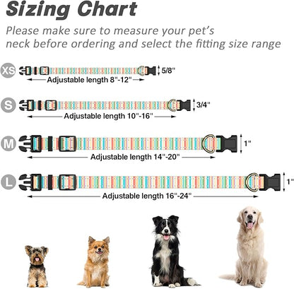Reflective Dog Collar, Cute Dog Collar for Large Dogs, Soft Nylon Puppy Collar for Boy and Girl Female Dogs, Adjustable Pet Collars with Quick Release Buckle, Colorful Watercolor Art