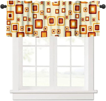 Mid Century Modern Valance Curtains, Retro Colorful 70S Vintage Abstract Geometric Window Curtain Valance for Bedroom Living Room Kitchen 54x18inch