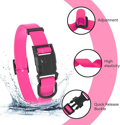 Waterproof Dog Collar, Easy to Clean Rubber Dog Collars with Quick Release Buckle Fits Small Medium or Large Dogs (Pink, M < 11.8-18.5 inch)