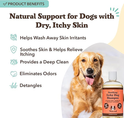 Natural Dog Company Itchy Dog Shampoo 12 oz – Hypoallergenic & Fragrance Free – Aloe Vera, Jojoba & Sea Kelp – Sulfate & Paraben Free – Soothes Dry, Itchy, Irritated Skin – Safe for All Breeds